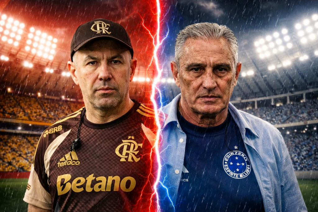Flamengo x Cruzeiro marcará encontro entre ex-técnicos dos dois clubes. Imagem: Montagem GolAGol.